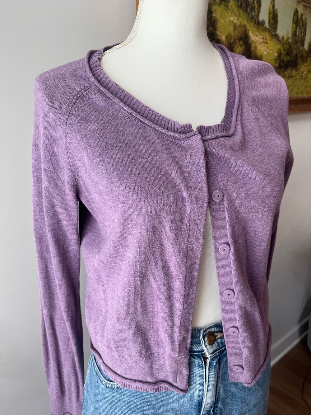 Lavender Button-Front Cardigan - Picture 2 of 4